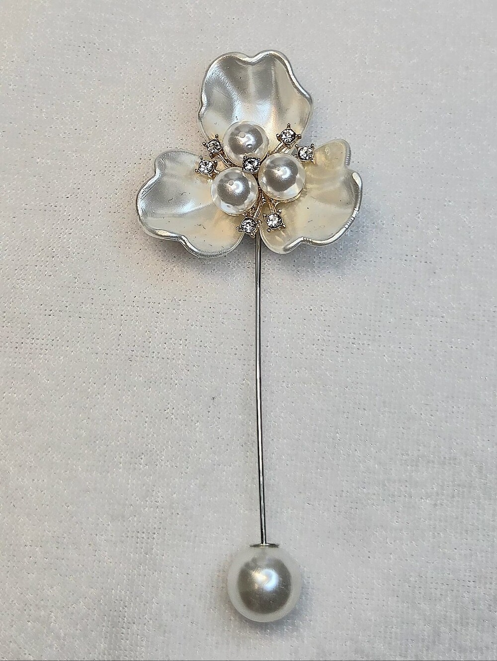 New Floral Faux Pearl Rhinestone Stick Pin